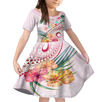 Pasifika Festival Family Matching Long Sleeve Bodycon Dress and Hawaiian Shirt Tribal Pattern Tropical Style LT01 Daughter's Dress Pink - Polynesian Pride