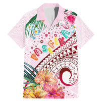 Pasifika Festival Family Matching Mermaid Dress and Hawaiian Shirt Tribal Pattern Tropical Style LT01 Dad's Shirt - Short Sleeve Pink - Polynesian Pride