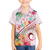 Pasifika Festival Family Matching Summer Maxi Dress and Hawaiian Shirt Tribal Pattern Tropical Style LT01 Son's Shirt Pink - Polynesian Pride