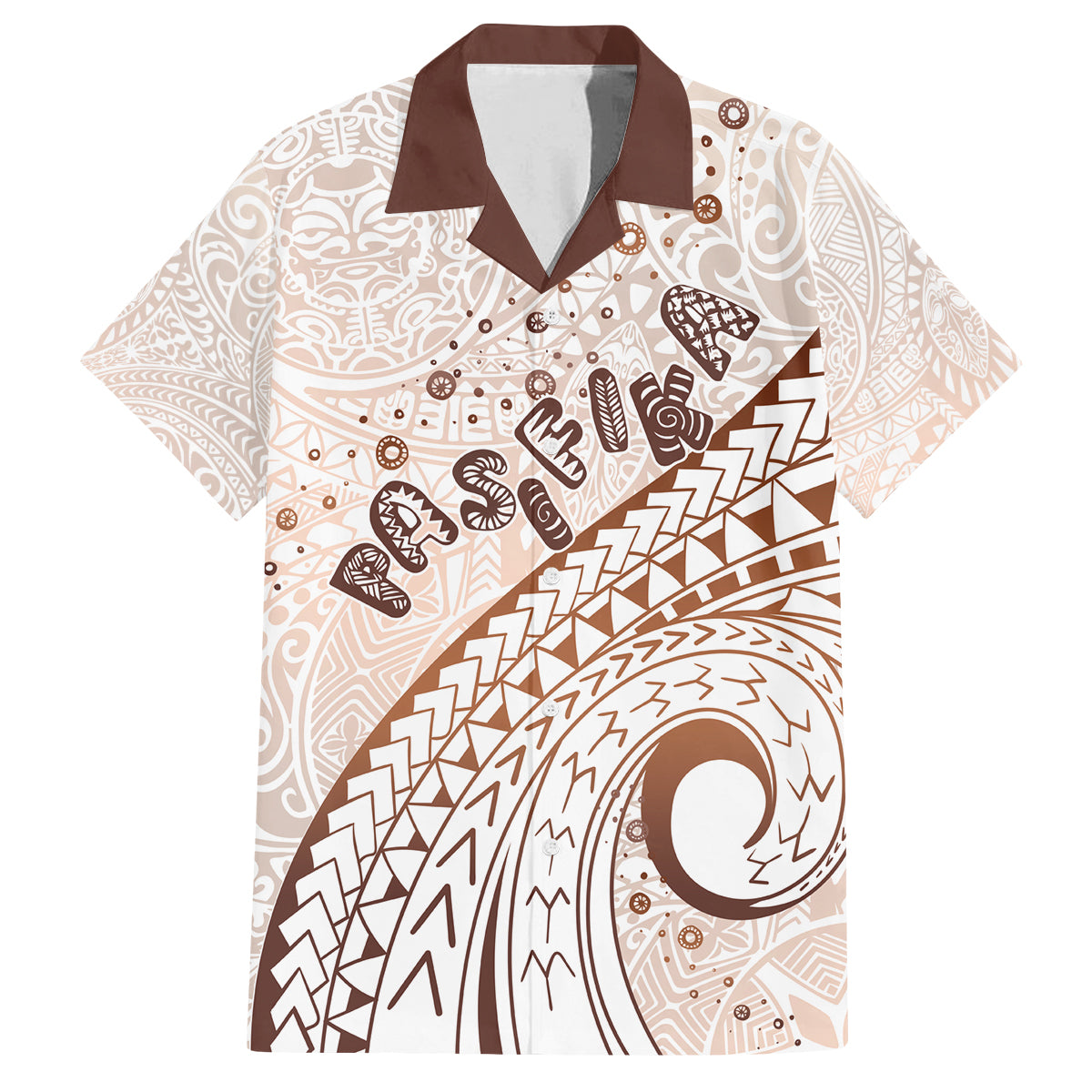 Pasifika Festival Family Matching Puletasi and Hawaiian Shirt Vintage Tribal Pattern LT01 Dad's Shirt - Short Sleeve Brown - Polynesian Pride