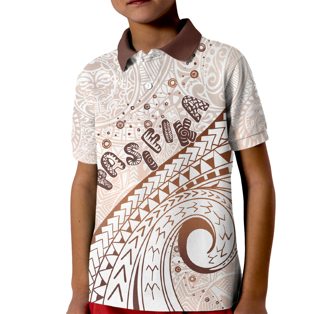 Pasifika Festival Kid Polo Shirt Vintage Tribal Pattern LT01 Kid Brown - Polynesian Pride