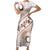 Pasifika Festival Short Sleeve Bodycon Dress Vintage Tribal Pattern LT01 Long Dress Brown - Polynesian Pride