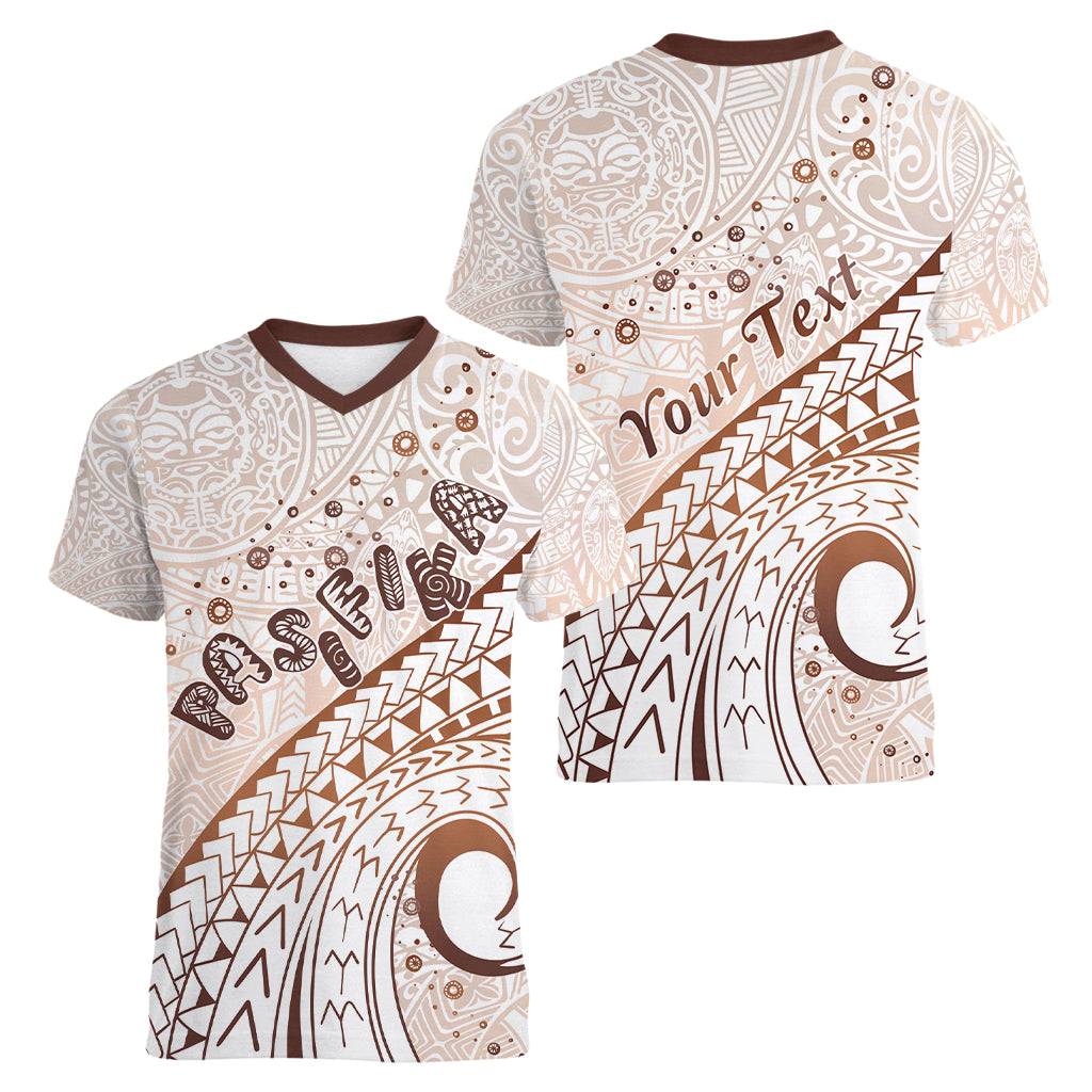 Pasifika Festival Women V Neck T Shirt Vintage Tribal Pattern LT01 - Polynesian Pride