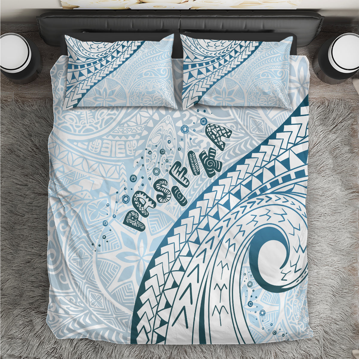 Pasifika Festival Bedding Set Tribal Pattern Blue Version