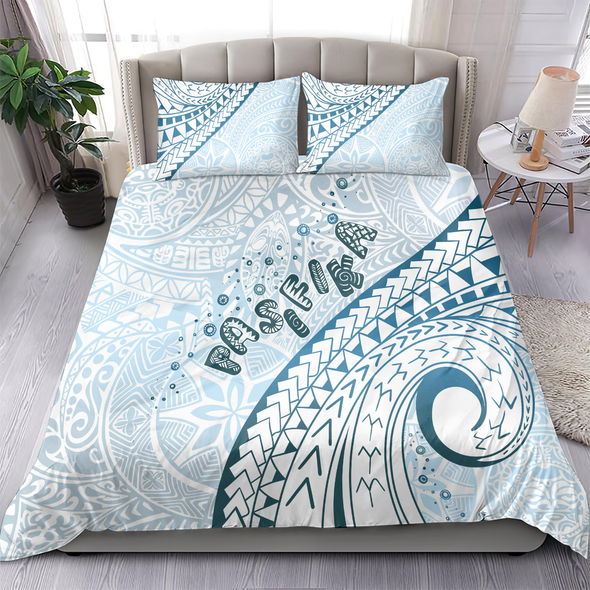 Pasifika Festival Bedding Set Tribal Pattern Blue Version