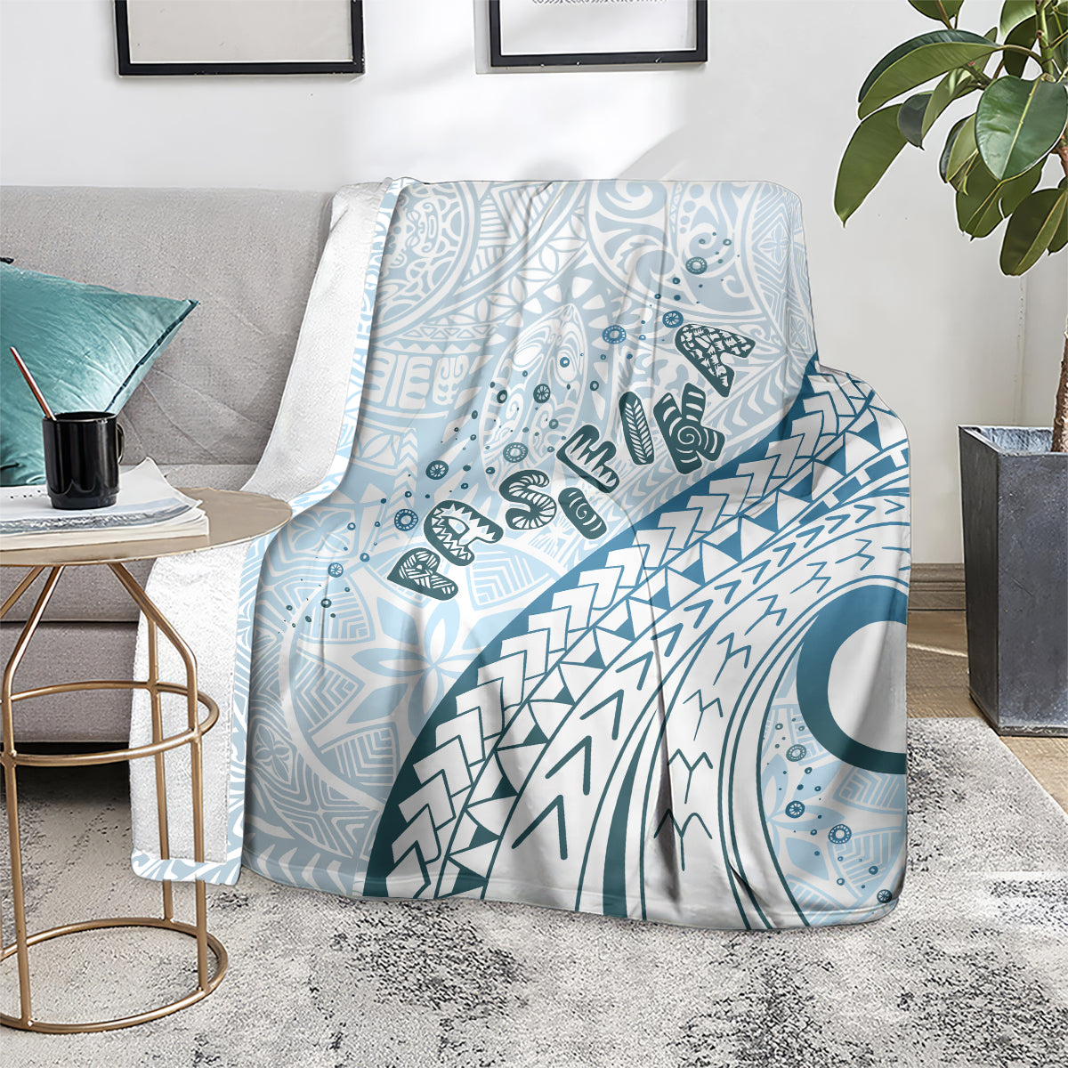 Pasifika Festival Blanket Tribal Pattern Blue Version