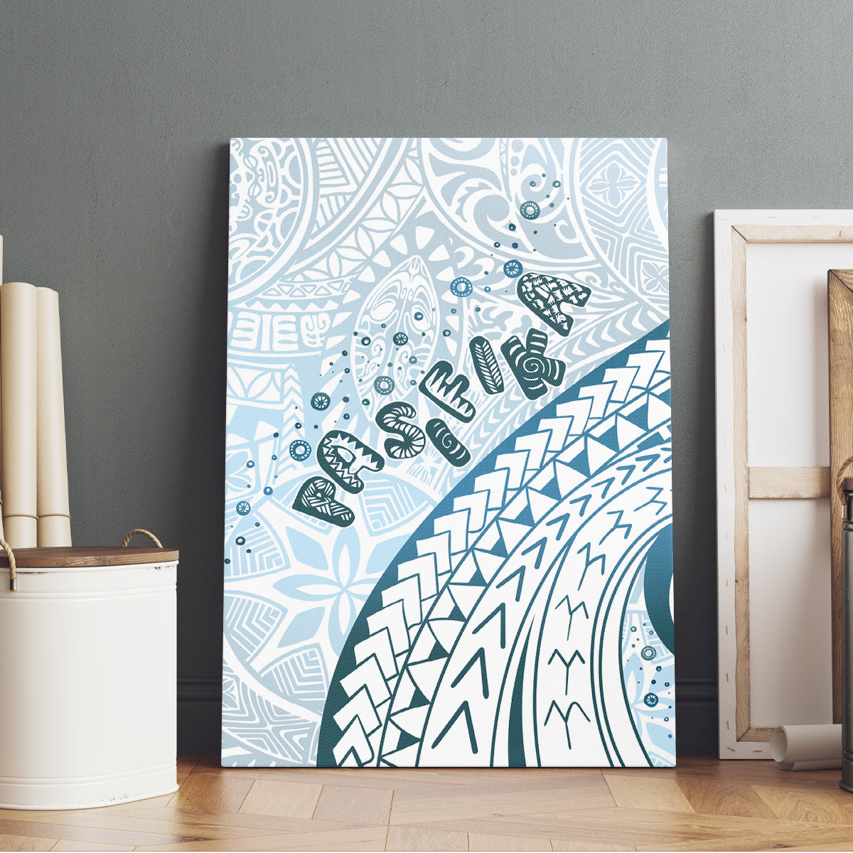 Pasifika Festival Canvas Wall Art Tribal Pattern Blue Version