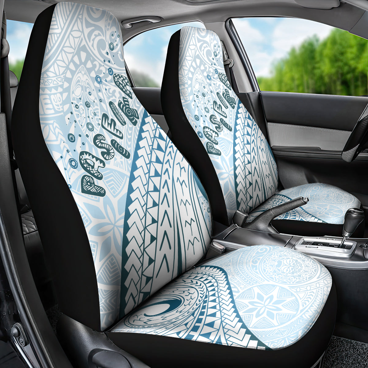 Pasifika Festival Car Seat Cover Tribal Pattern Blue Version