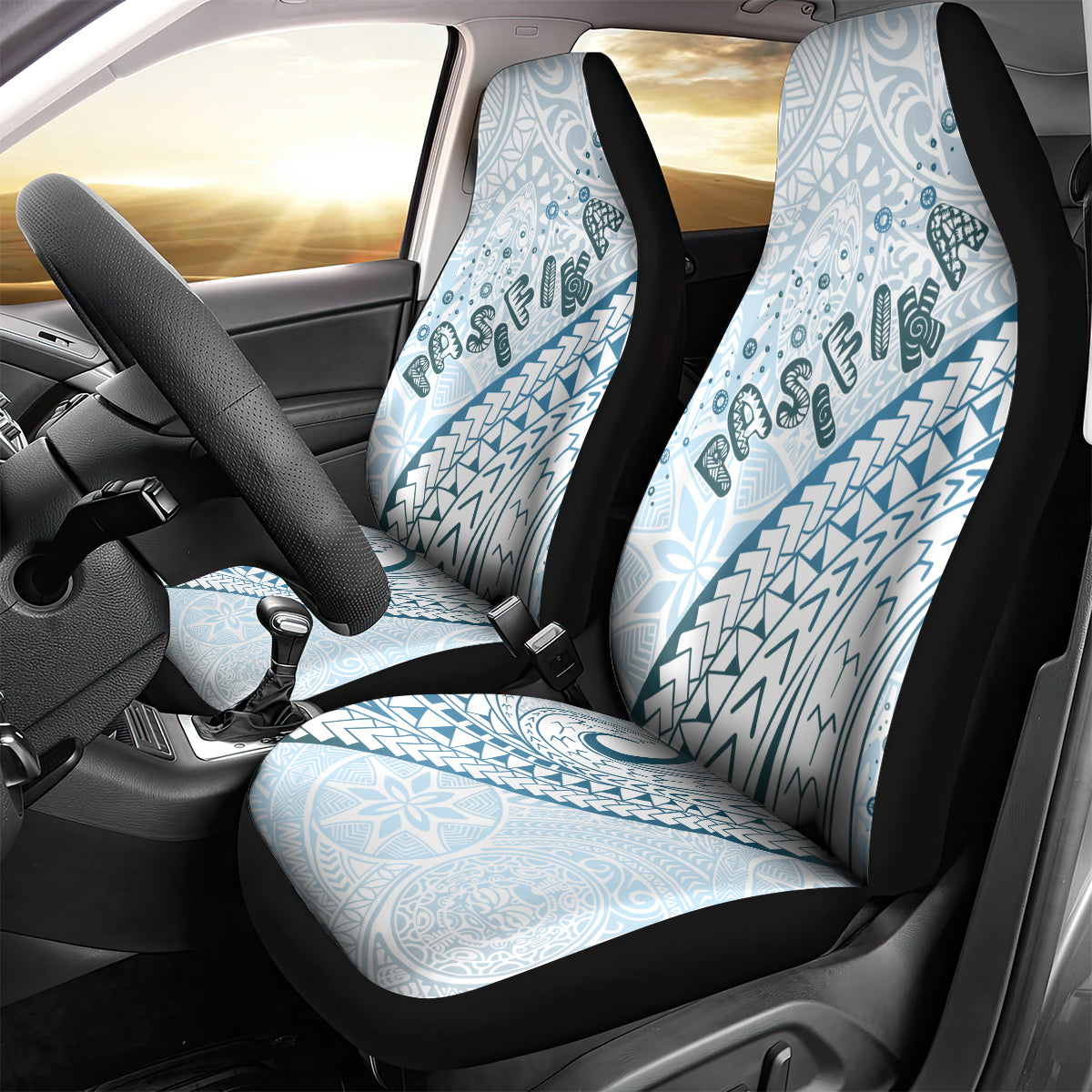 Pasifika Festival Car Seat Cover Tribal Pattern Blue Version