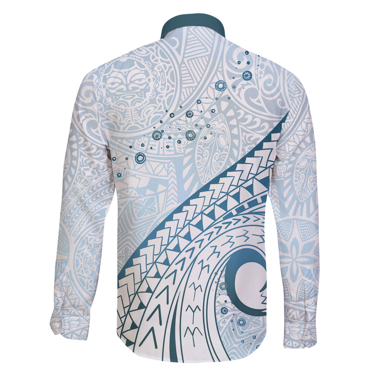 Pasifika Festival Family Matching Long Sleeve Bodycon Dress and Hawaiian Shirt Tribal Pattern Blue Version LT01 - Polynesian Pride
