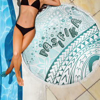 Pasifika Festival Beach Blanket Tribal Pattern Teal Version