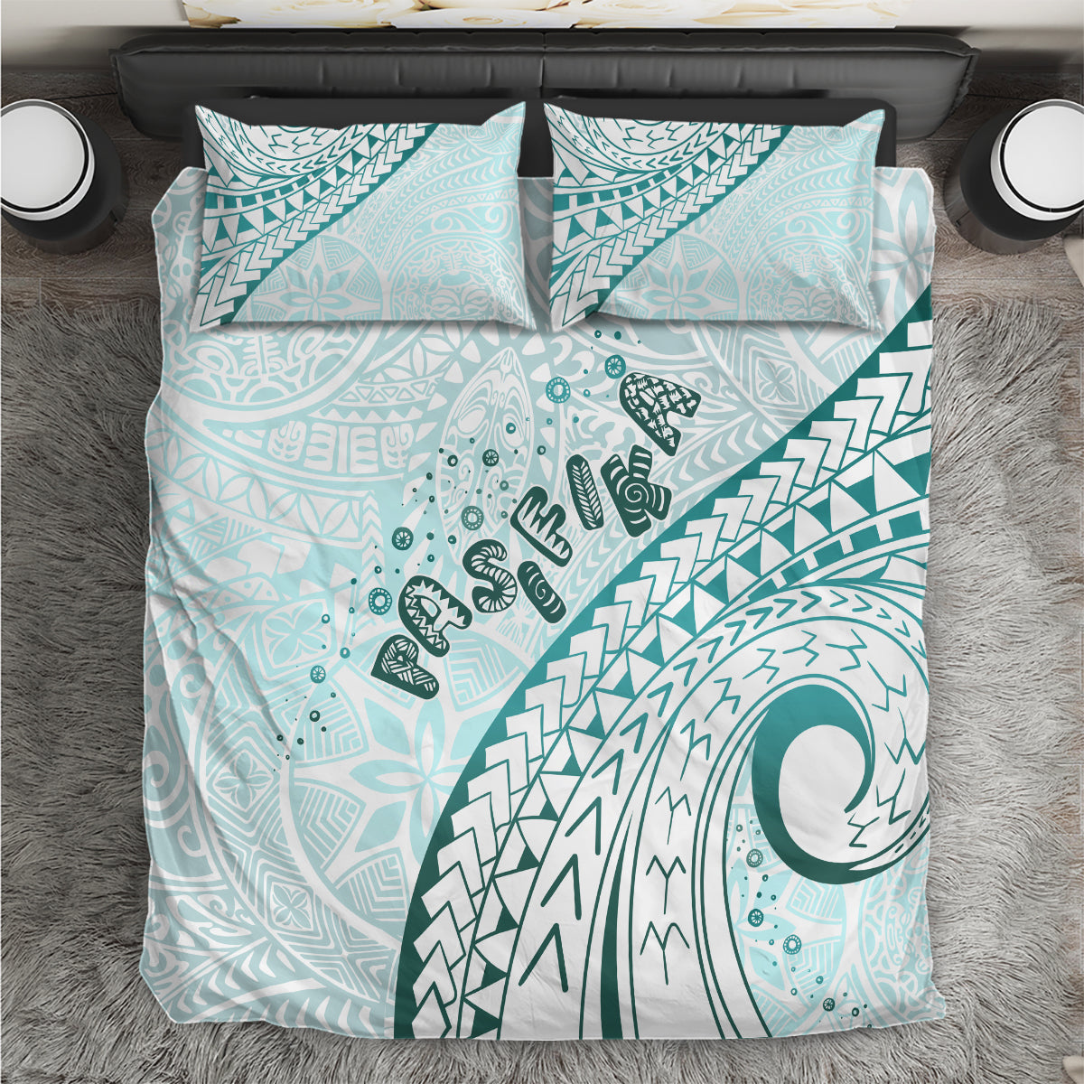 Pasifika Festival Bedding Set Tribal Pattern Teal Version