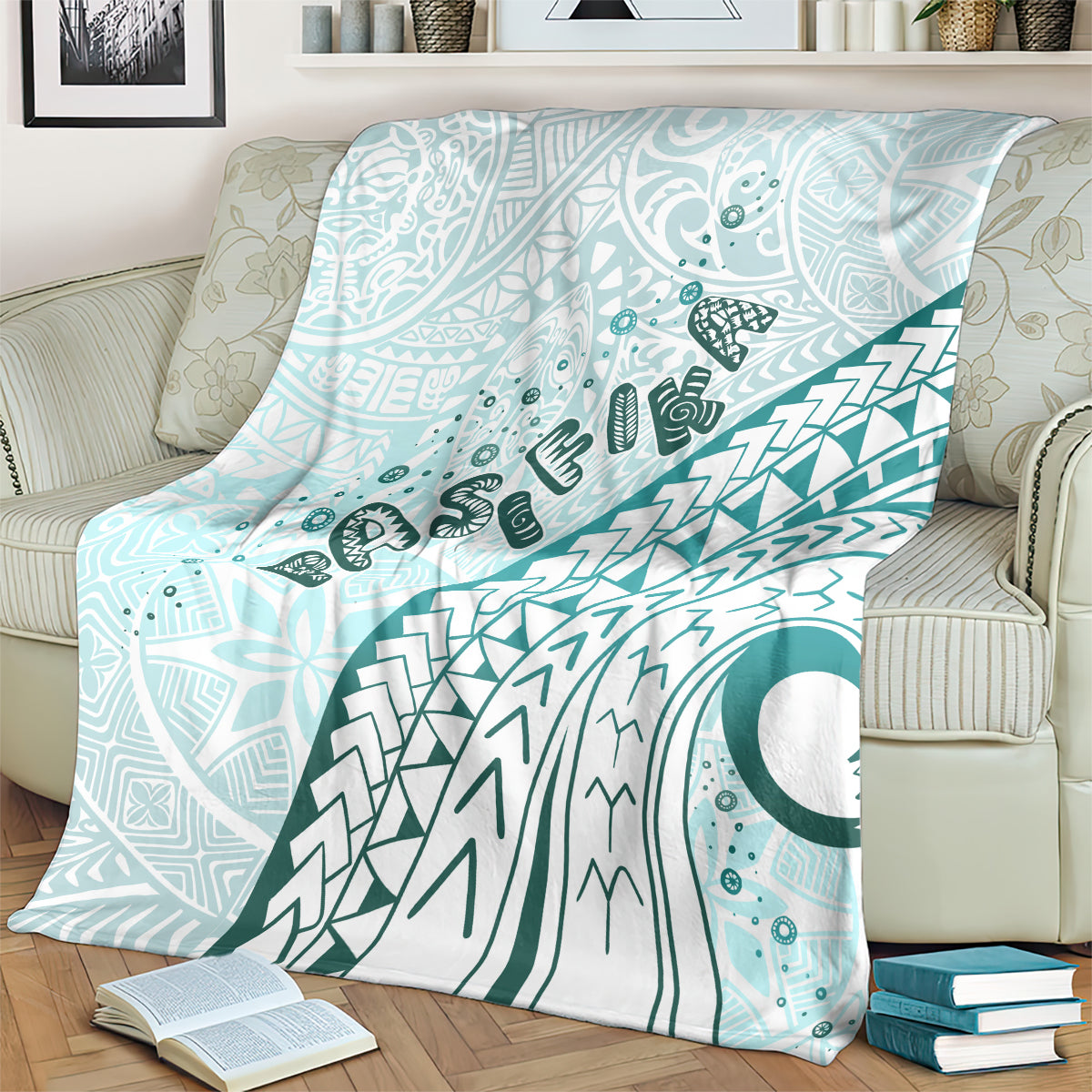 Pasifika Festival Blanket Tribal Pattern Teal Version