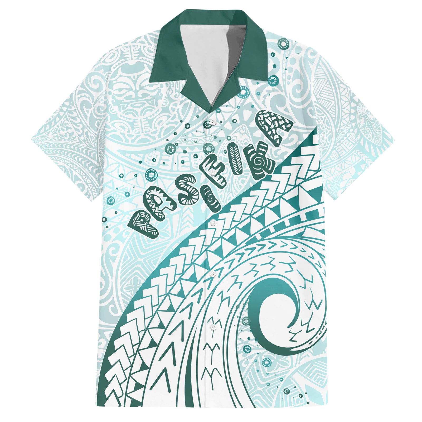 Pasifika Festival Hawaiian Shirt Tribal Pattern Teal Version LT01