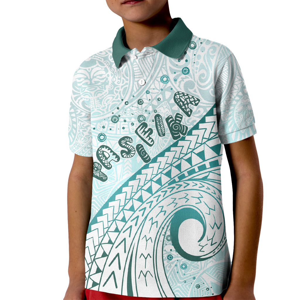 Pasifika Festival Kid Polo Shirt Tribal Pattern Teal Version LT01 Kid Teal - Polynesian Pride
