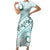 Pasifika Festival Short Sleeve Bodycon Dress Tribal Pattern Teal Version LT01 Long Dress Teal - Polynesian Pride