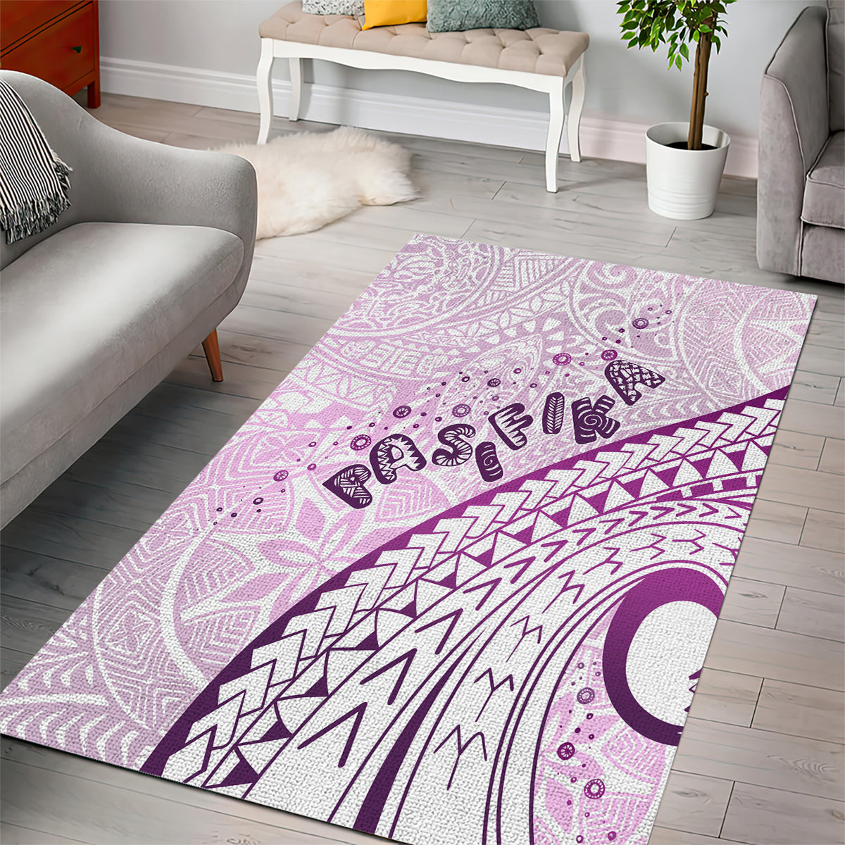 Pasifika Festival Area Rug Tribal Pattern Lilac Version