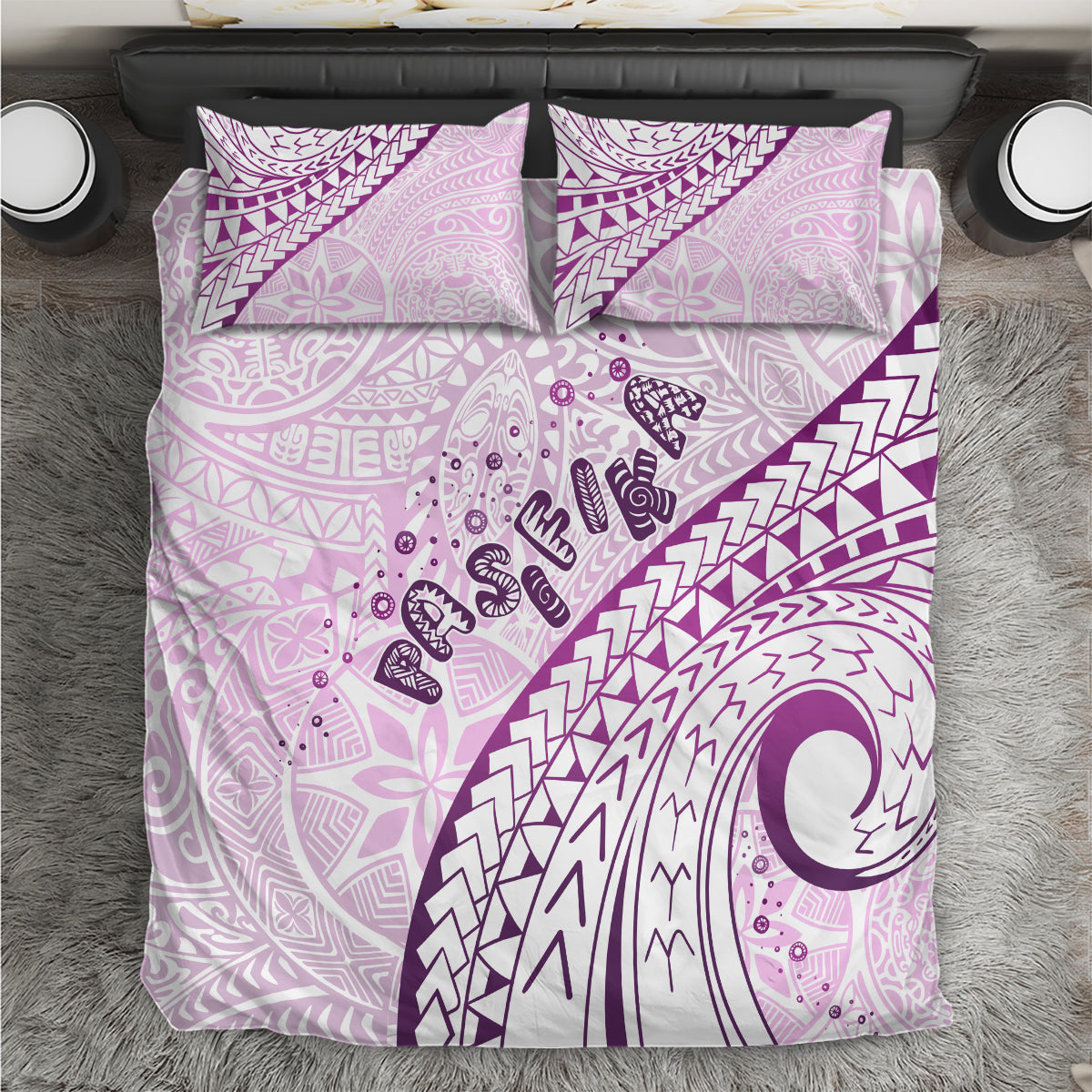 Pasifika Festival Bedding Set Tribal Pattern Lilac Version