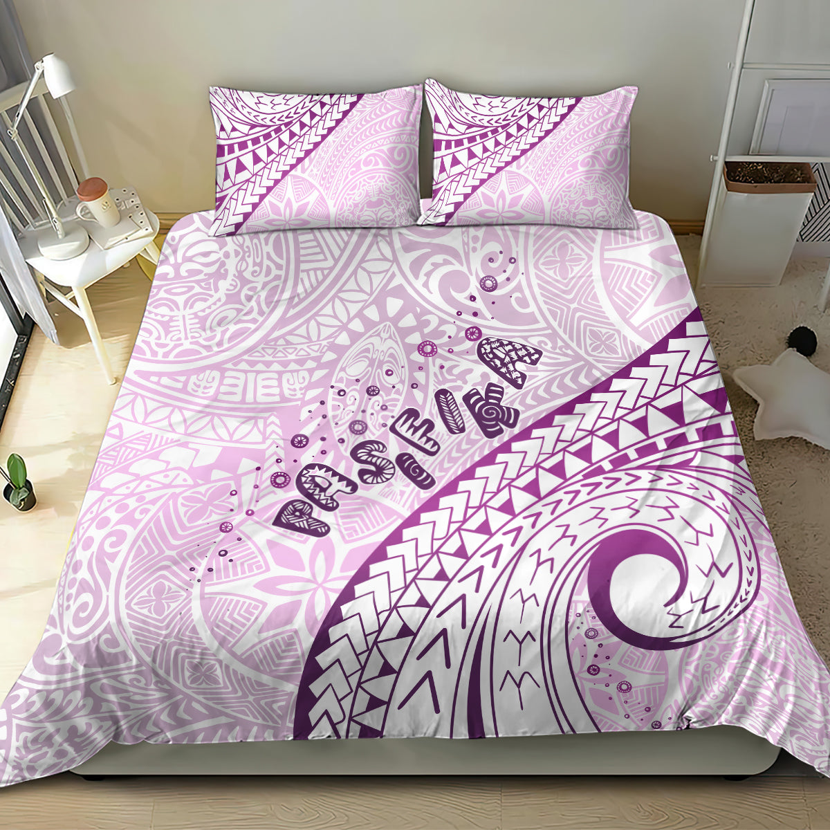 Pasifika Festival Bedding Set Tribal Pattern Lilac Version