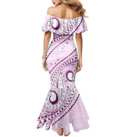 Pasifika Festival Family Matching Mermaid Dress and Hawaiian Shirt Tribal Pattern Lilac Version LT01 - Polynesian Pride