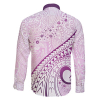 Pasifika Festival Family Matching Off Shoulder Long Sleeve Dress and Hawaiian Shirt Tribal Pattern Lilac Version LT01 - Polynesian Pride