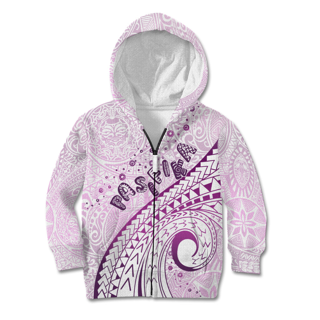 Pasifika Festival Kid Hoodie Tribal Pattern Lilac Version LT01 Zip Hoodie Purple - Polynesian Pride