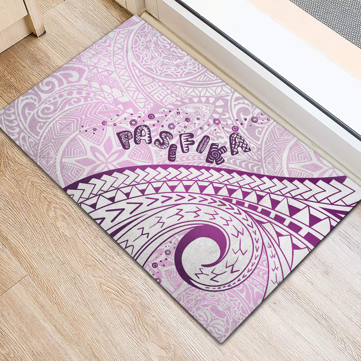 Pasifika Festival Rubber Doormat Tribal Pattern Lilac Version
