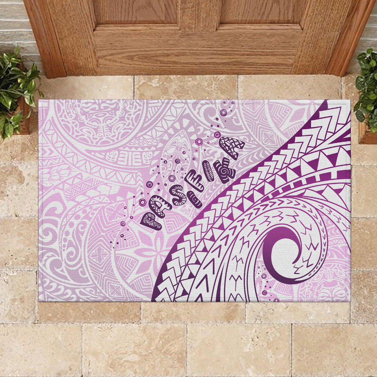 Pasifika Festival Rubber Doormat Tribal Pattern Lilac Version