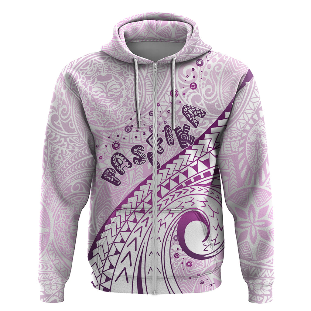 Pasifika Festival Zip Hoodie Tribal Pattern Lilac Version LT01 Zip Hoodie Purple - Polynesian Pride
