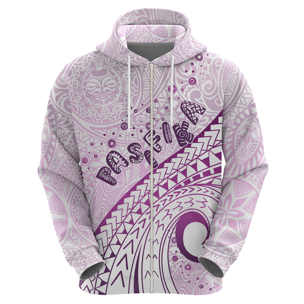 Pasifika Festival Zip Hoodie Tribal Pattern Lilac Version LT01 - Polynesian Pride