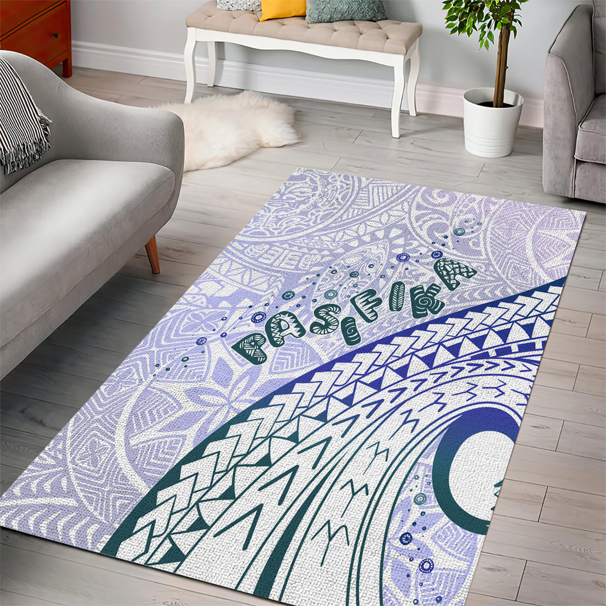 Pasifika Festival Area Rug Tribal Pattern Violet Version