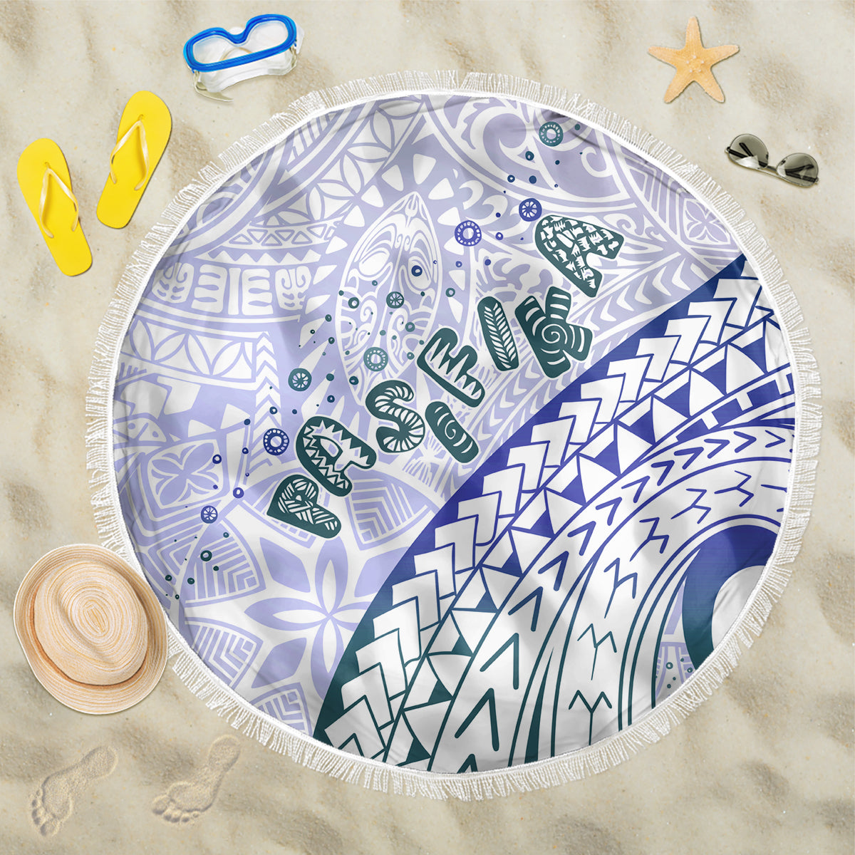 Pasifika Festival Beach Blanket Tribal Pattern Violet Version