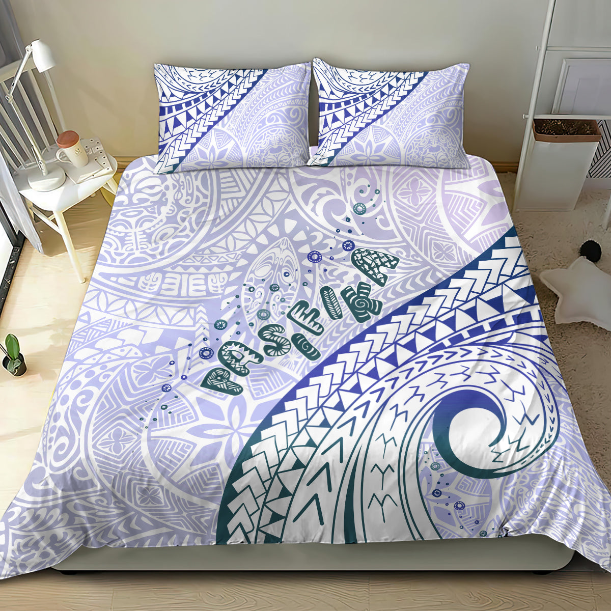 Pasifika Festival Bedding Set Tribal Pattern Violet Version
