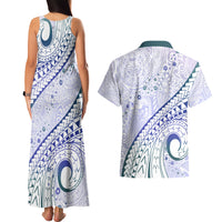 Pasifika Festival Couples Matching Tank Maxi Dress and Hawaiian Shirt Tribal Pattern Violet Version LT01 - Polynesian Pride