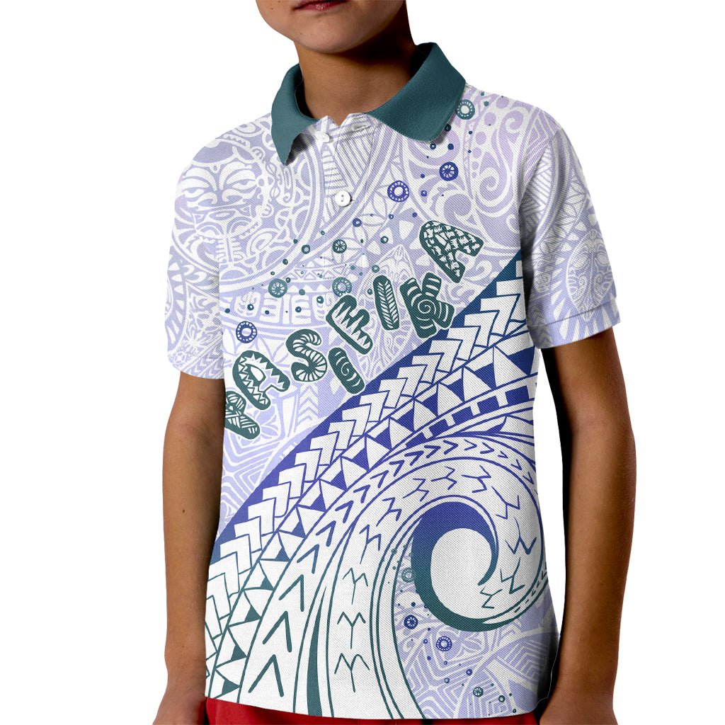 Pasifika Festival Kid Polo Shirt Tribal Pattern Violet Version LT01 Kid Purple - Polynesian Pride