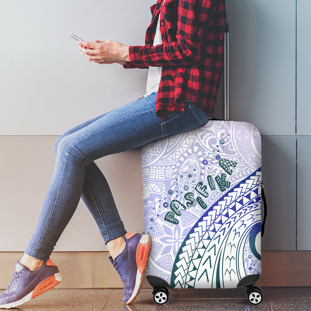 Pasifika Festival Luggage Cover Tribal Pattern Violet Version