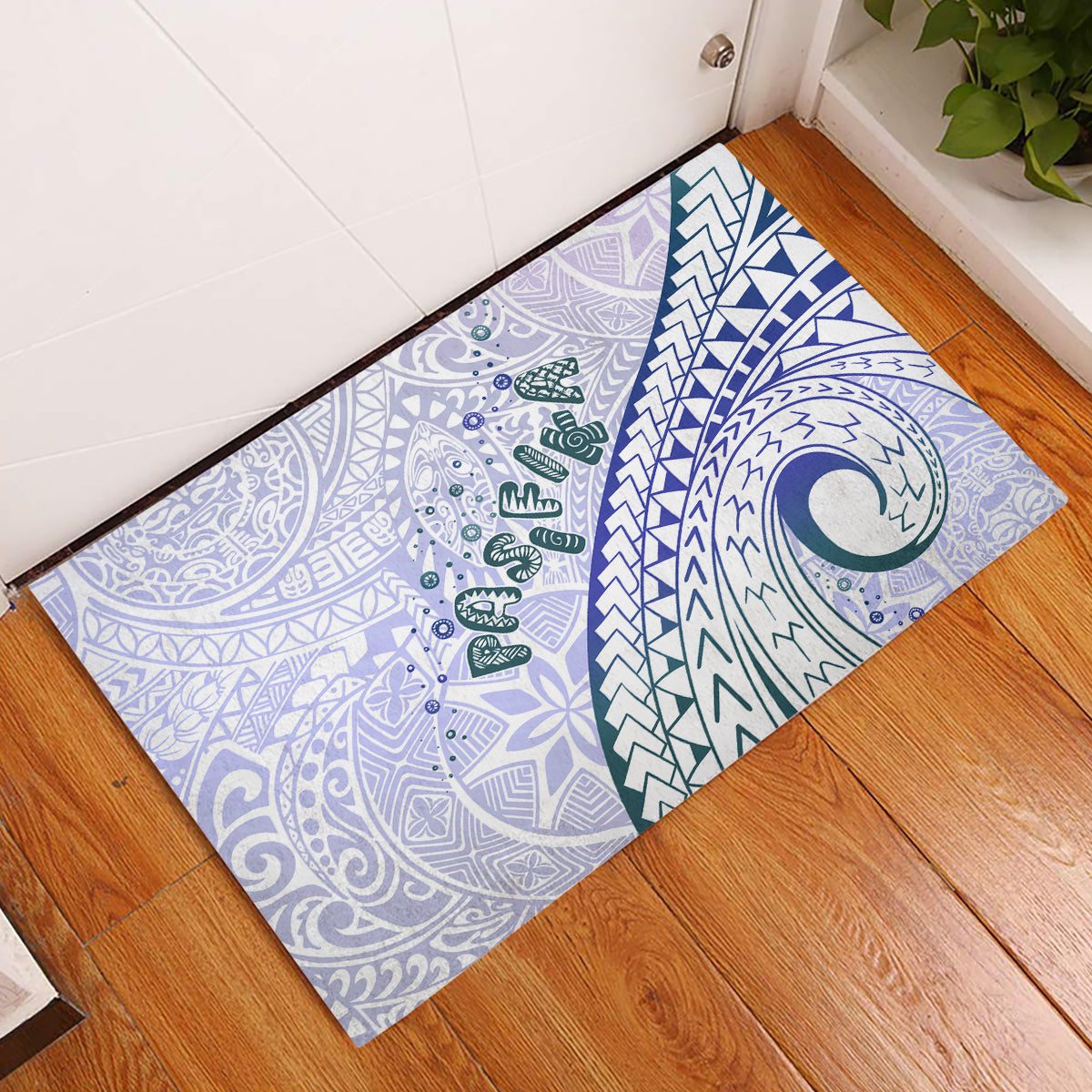 Pasifika Festival Rubber Doormat Tribal Pattern Violet Version