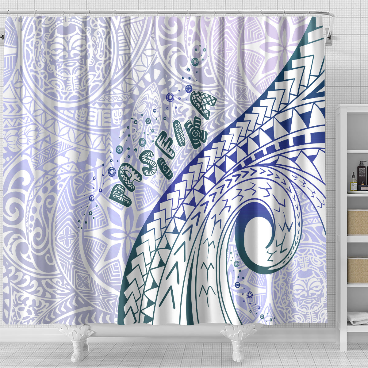 Pasifika Festival Shower Curtain Tribal Pattern Violet Version