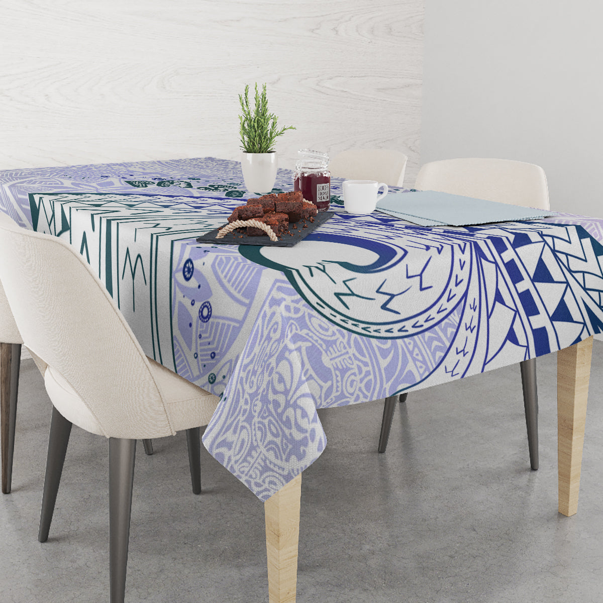 Pasifika Festival Tablecloth Tribal Pattern Violet Version