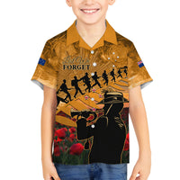ANZAC Day 2024 Family Matching Puletasi and Hawaiian Shirt Silver Fern With A Trumpet Soldier LT01 Son's Shirt Art - Polynesian Pride