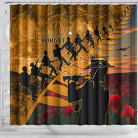 ANZAC Day 2024 Shower Curtain Silver Fern With A Trumpet Soldier