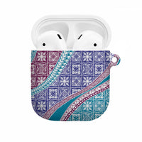 Hawaiian Quilt Pattern AirPods Case Purple Blue Color Mixed - Polynesian Pride