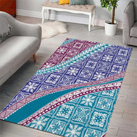 Hawaiian Quilt Pattern Area Rug Purple Blue Color Mixed - Polynesian Pride