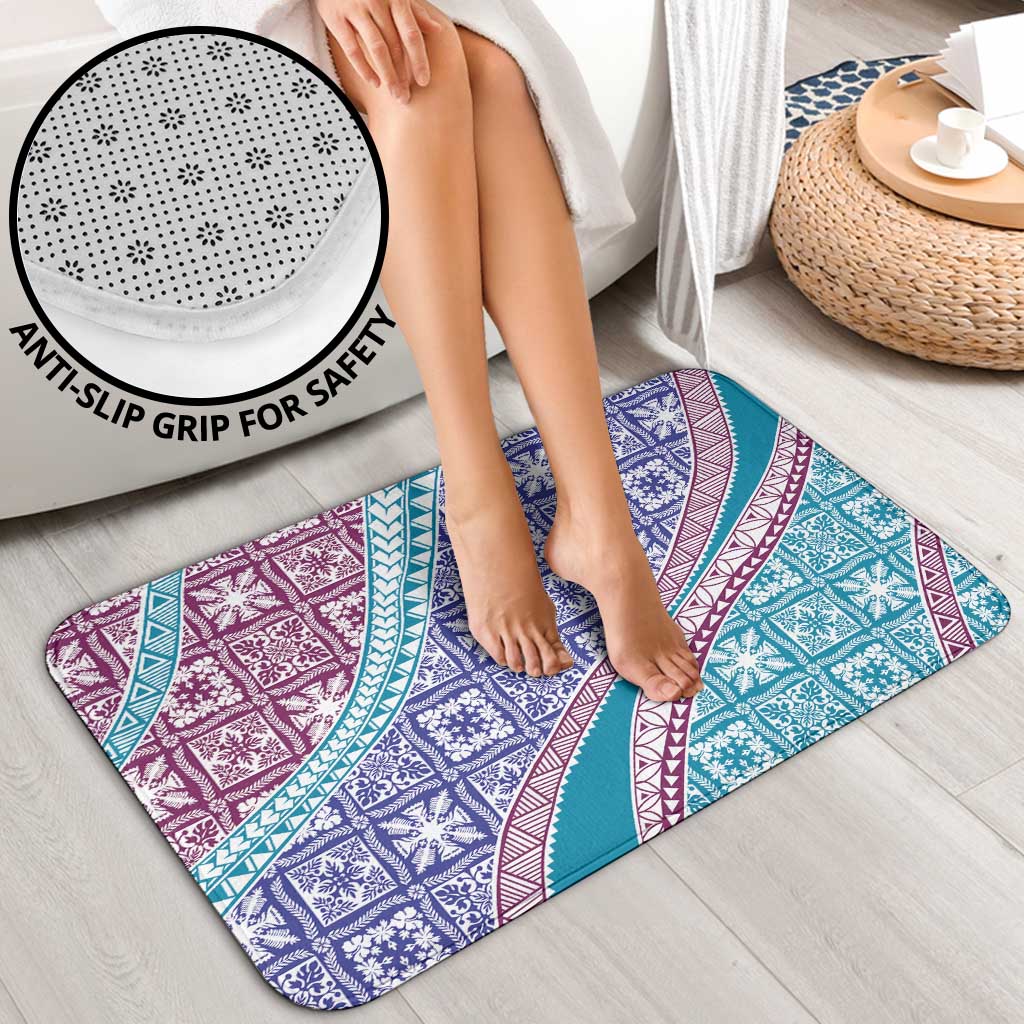 Hawaiian Quilt Pattern Bathroom Set Purple Blue Color Mixed - Polynesian Pride