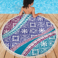 Hawaiian Quilt Pattern Beach Blanket Purple Blue Color Mixed - Polynesian Pride