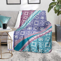 Hawaiian Quilt Pattern Blanket Purple Blue Color Mixed - Polynesian Pride