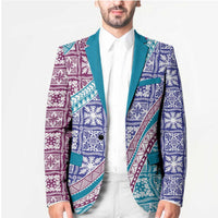 Hawaiian Quilt Pattern Blazer Purple Blue Color Mixed - Polynesian Pride