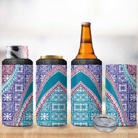 Hawaiian Quilt Pattern 4 in 1 Can Cooler Tumbler Purple Blue Color Mixed - Polynesian Pride