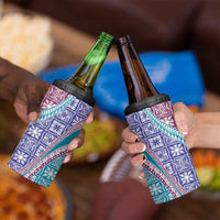 Hawaiian Quilt Pattern 4 in 1 Can Cooler Tumbler Purple Blue Color Mixed - Polynesian Pride