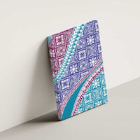 Hawaiian Quilt Pattern Canvas Wall Art Purple Blue Color Mixed - Polynesian Pride